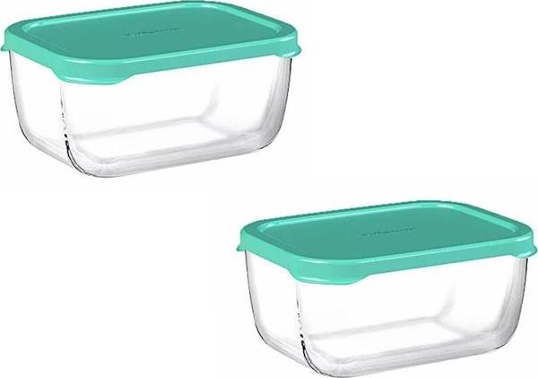 Paşabahçe 53733 snowbox 2 li cam saklama kabı 420 cc yeşil - Image 1
