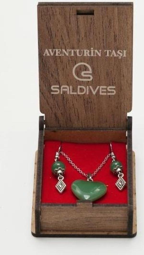 Saldives Aventurin Doğaltaş Kolye ve Küpe - Image 1
