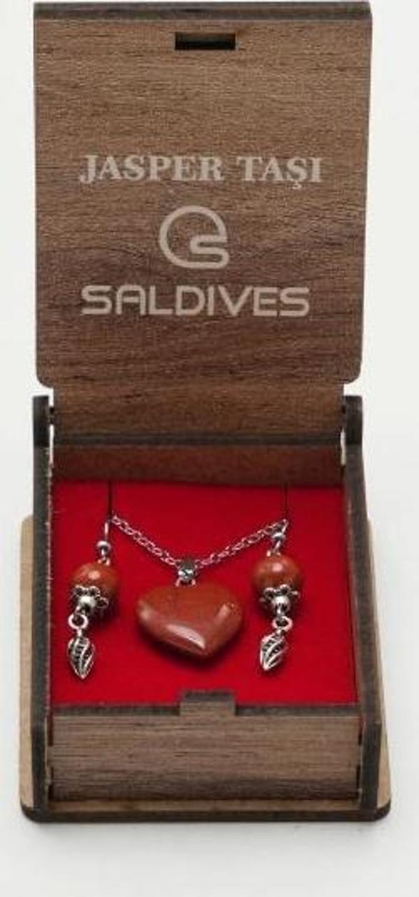 Saldives Jasper Doğaltaş Kolye ve Küpe - Image 1