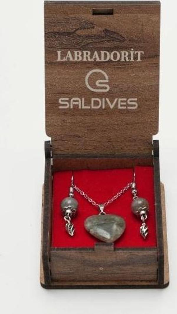 Saldives Labrodonit Doğaltaş Kolye ve Küpe - Image 1