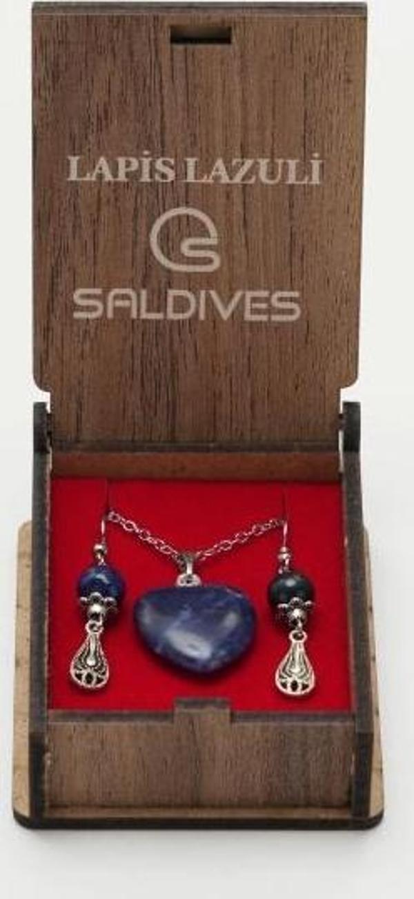 Saldives Lapislazuli Doğaltaş Kolye ve Küpe - Image 1