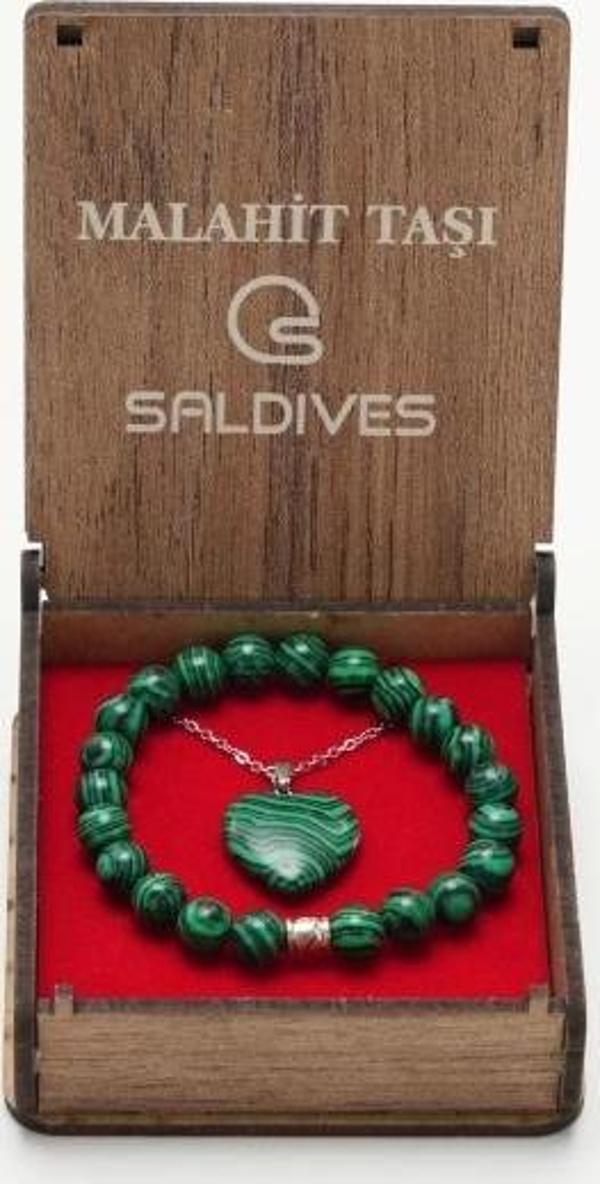 Saldives Malahit Doğaltaş Kolye ve Bileklik - Image 1