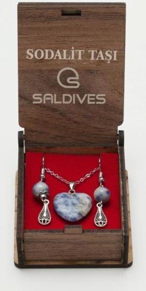 Saldives Sodalit Doğaltaş Kolye ve Küpe - Image 1
