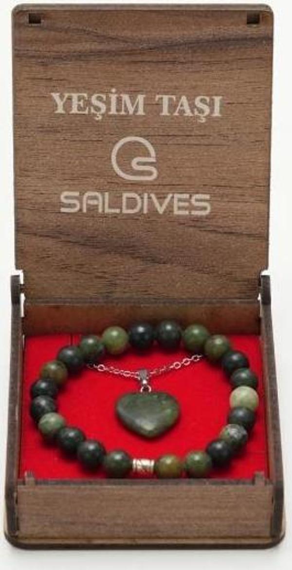 Saldives Yeşim Doğaltaş Kolye ve Bileklik - Image 1