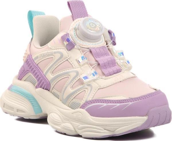 Pepino 1832-F Pudra-Lila Misina Bağcıklı Kız Çocuk Sneaker - Image 1