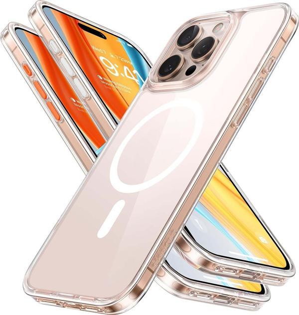 İPhone 16 Pro Max Kılıf Magsafe Wireless Kablosuz Şarj Destekli Sert Silikon Şeffaf Kapak Manyetik - Image 1