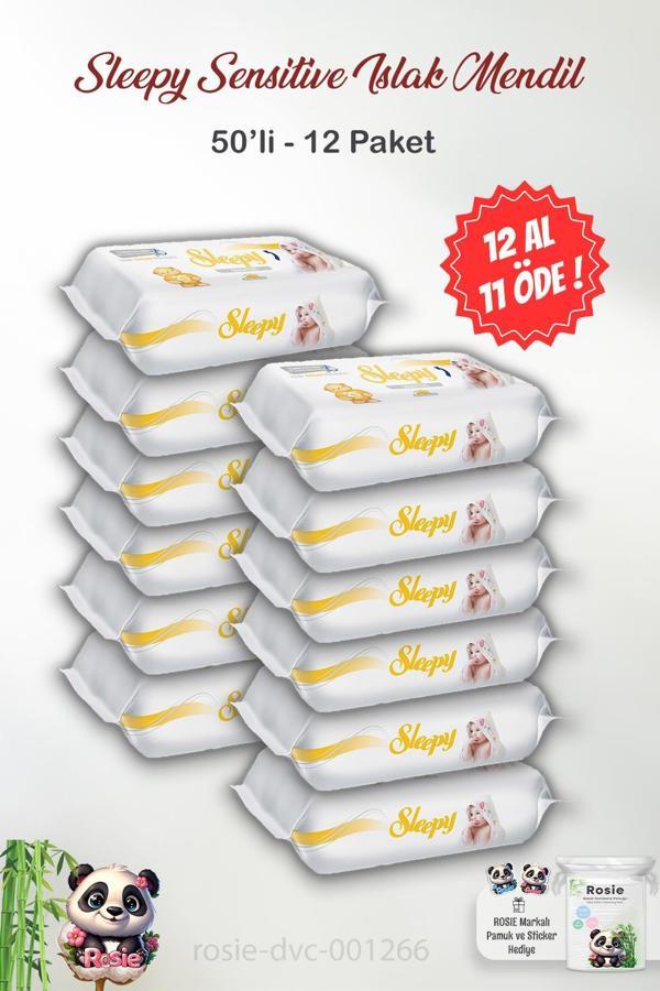 Sleepy 50'li Sensitive Islak Bebek Mendil ve ROSIE  - Image 1