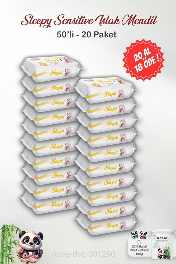 Sleepy Sensitive Islak Bebek Mendil 50'li ve ROSIE  - Image 1