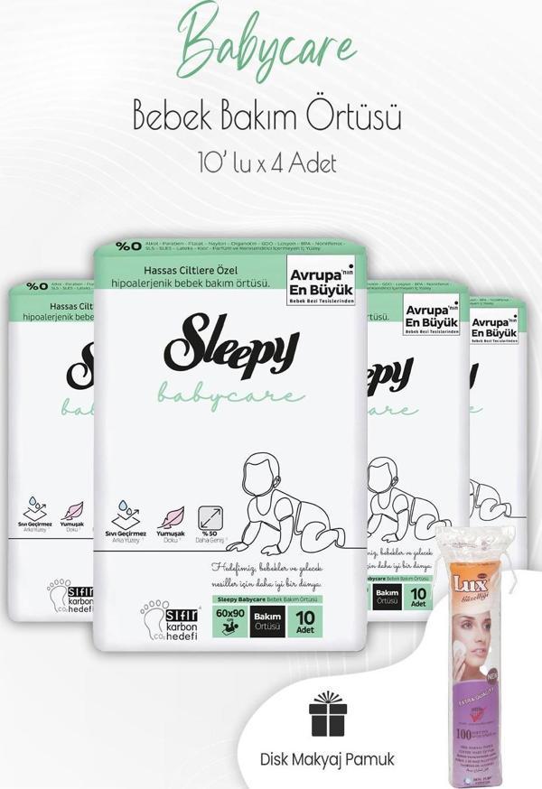 Sleepy Babycare Bebek Bakım Örtüsü 10'lu x 4 Adet ve Disk Pamuk - Image 1
