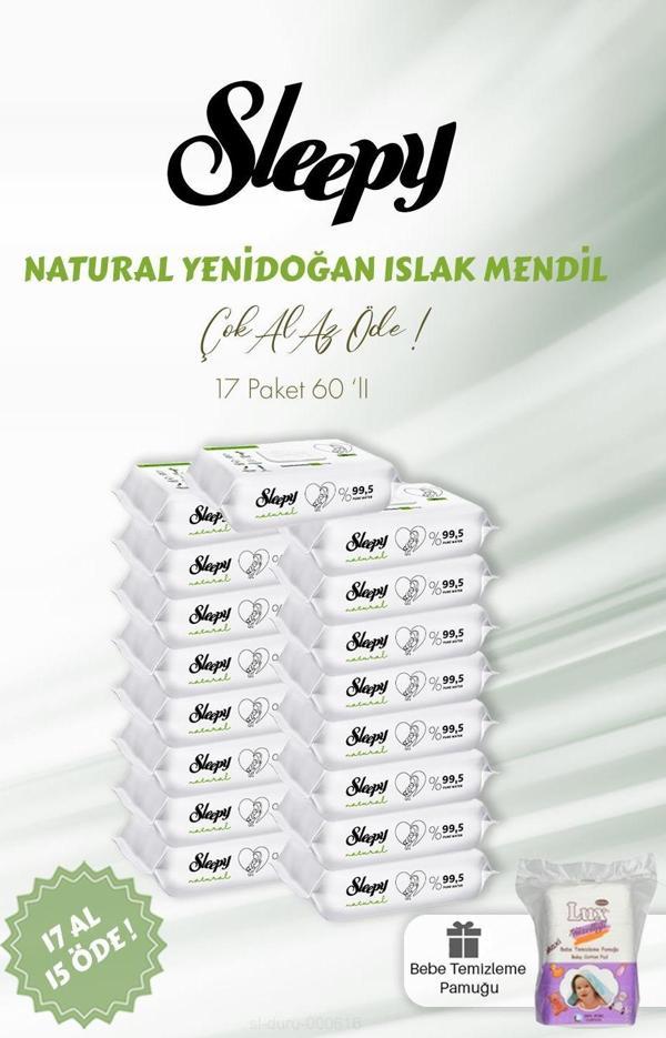 Sleepy Natural Yenidoğan Islak Bebek Havlusu 60'lı ve Bebek Pamuğu - Image 1