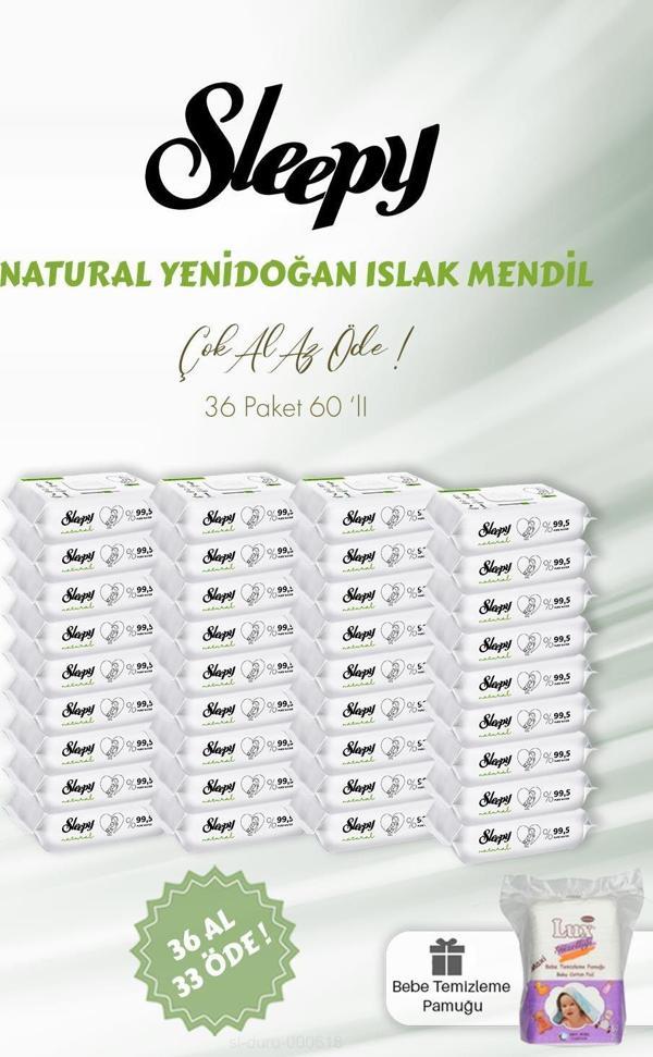 Sleepy Natural Yenidoğan Islak Bebek Havlusu 36 AL 33 ÖDE 60'lı ve Bebe Pamuğu - Image 1