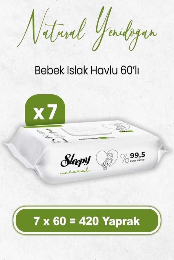 Sleepy Natural Yenidoğan Islak Bebek Havlusu 60 x 7 Adet (420 Yaprak) - Image 1