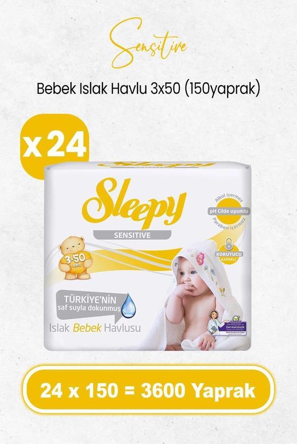 Sleepy Sensitive Islak Bebek Mendil 3x50 x 24 Adet (3600 Yaprak) - Image 1