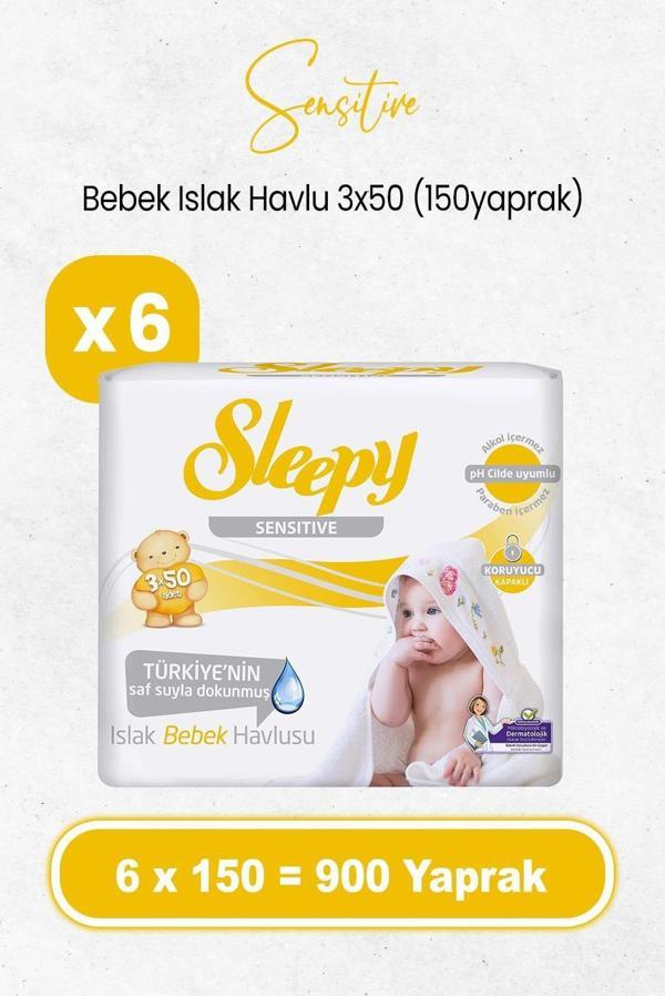 Sleepy Sensitive Islak Bebek Mendil 3x50 x 6 Adet (900 Yaprak) - Image 1
