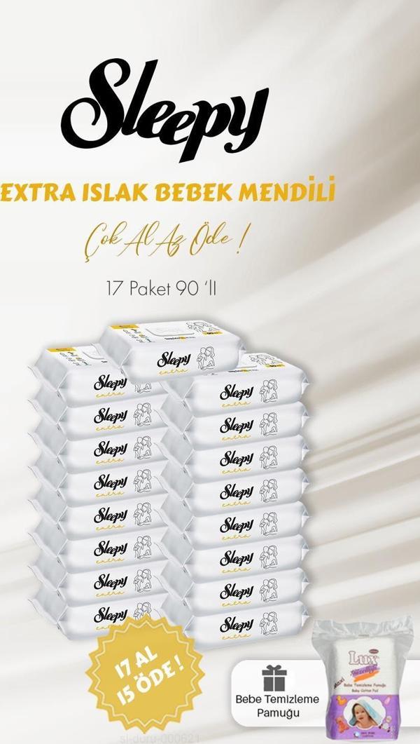 Sleepy Extra Islak Bebek Havlusu 90 Adet ve Bebek Pamuğu - Image 1