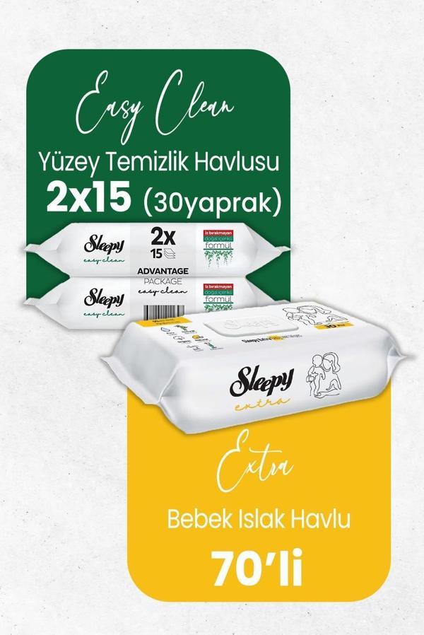 Sleepy Extra Islak Bebek Mendil 70' li ve Temizlik Havlusu 30' lu - Image 1