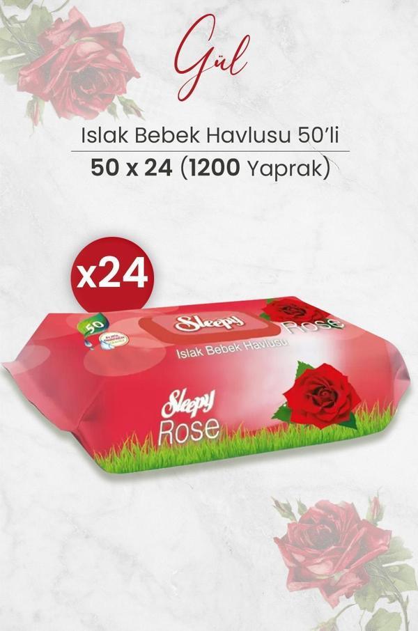 Sleepy Gül Kokulu Islak Bebek Havlusu 50 x 24 Adet (1200 Yaprak) - Image 1