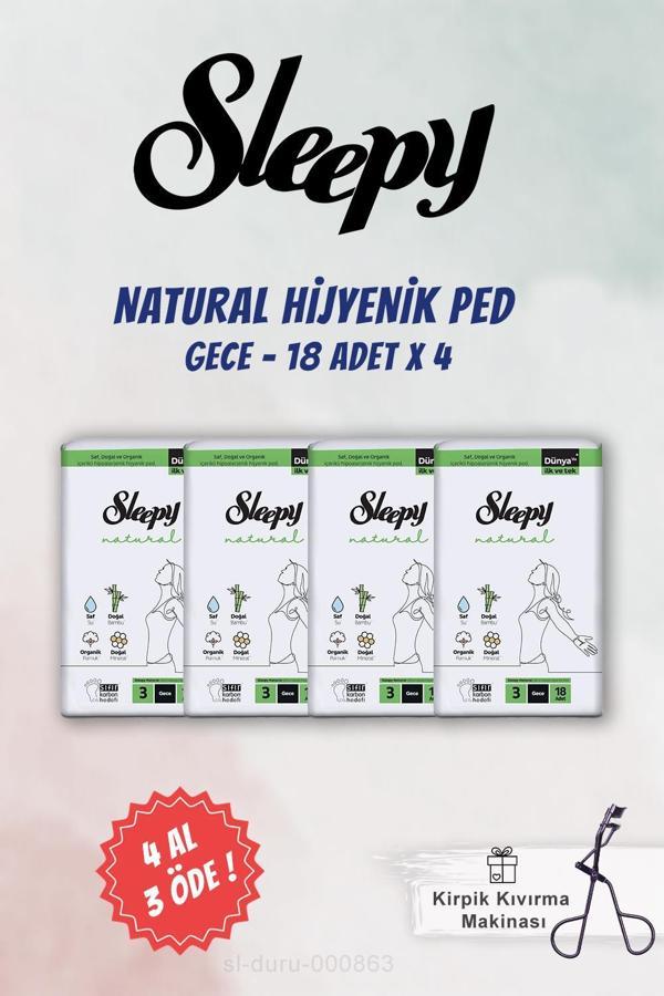 Sleepy Hijyenik Ped Gece 18 Adet Natural ve Kirpik Kıvırıcı - Image 1