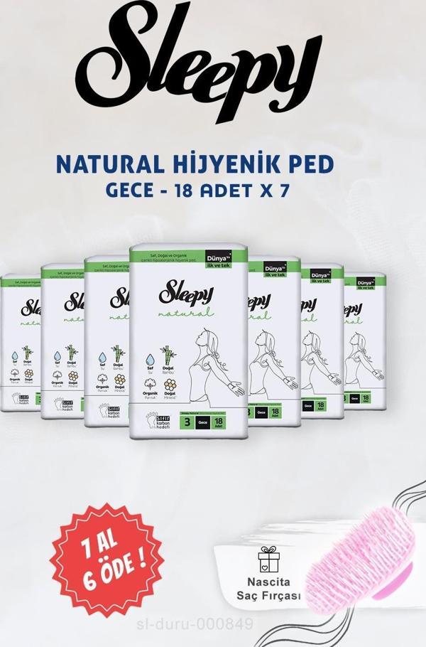 Sleepy Natural Ultra Hassas Hijyenik Ped Gece 18 Adet ve Saç Fırçası - Image 1
