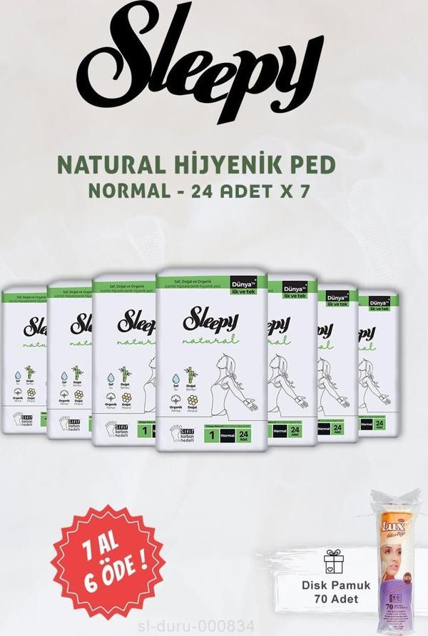 Sleepy Natural Ultra Hassas Hijyenik Ped Normal 24 Adet ve Disk Pamuk - Image 1