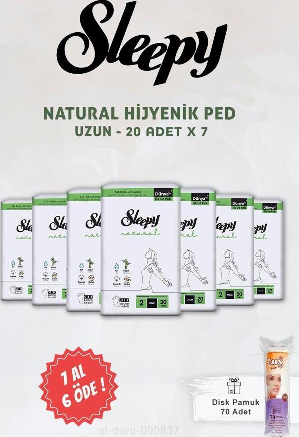 Sleepy Natural Ultra Hassas Hijyenik Ped Uzun 20 Adet ve Disk Pamuk - Image 1