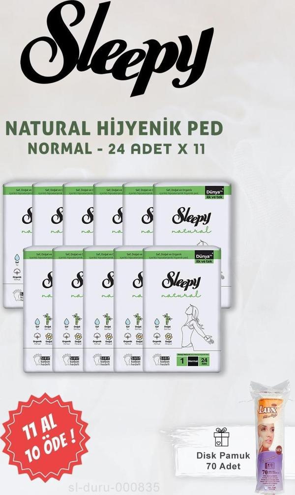 Sleepy Natural Hassas Hijyenik Ped Normal 24 Adet ve Disk Pamuk - Image 1