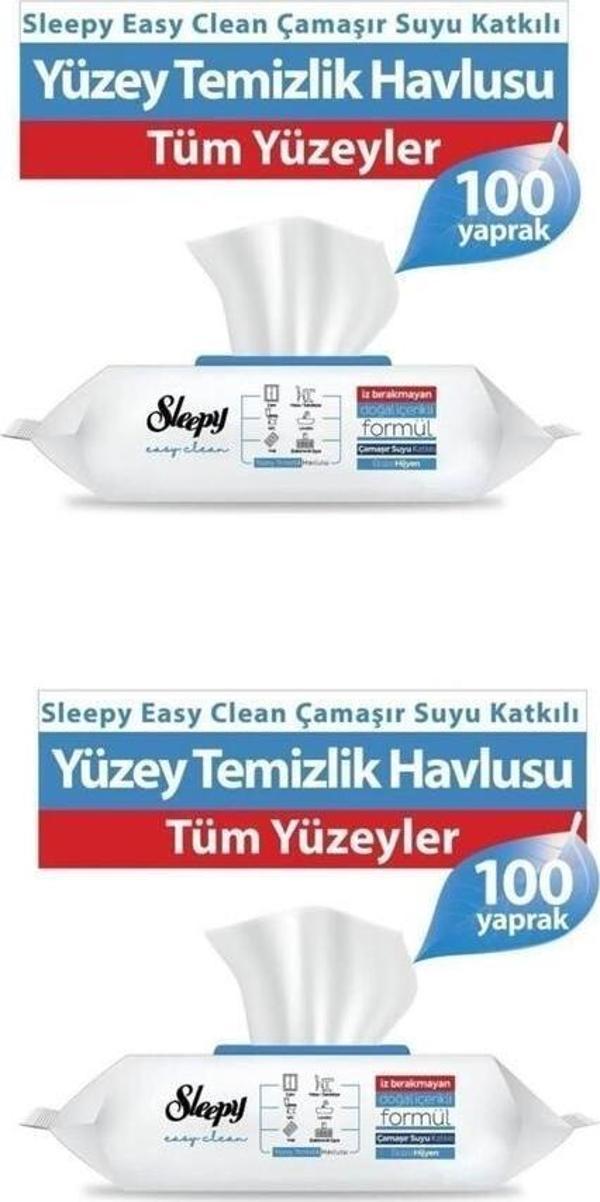 Sleepy Easy Clean Çamaşır Suyu Katkılı Yüzey Temizlik Havlusu 2X100 (200 Yaprak) - Image 1