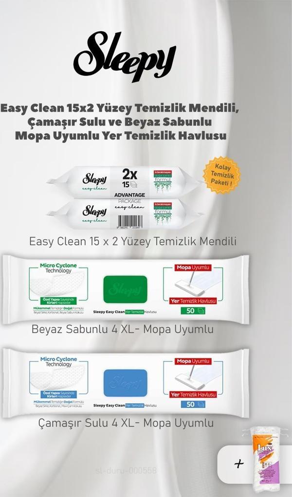 Sleepy Easy Clean Yüzey 2 x 15 ve, Mopa Uyumlu 4 XL Havlular, Pamuk 50 Gram - Image 1