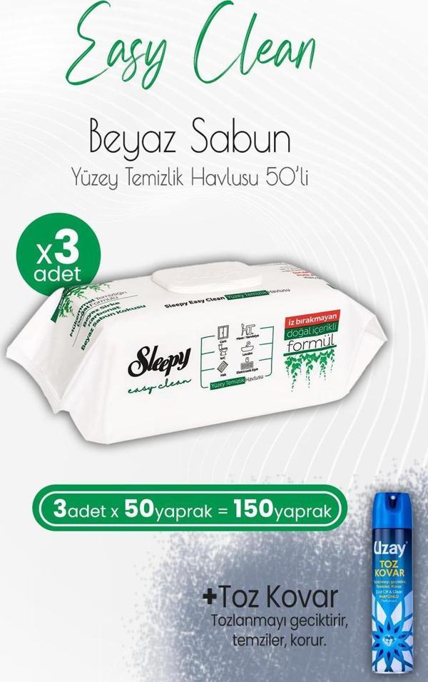 Sleepy Easy Clean Yüzey Temizlik Havlusu 50' li x 3 Adet ve Toz Kovar - Image 1