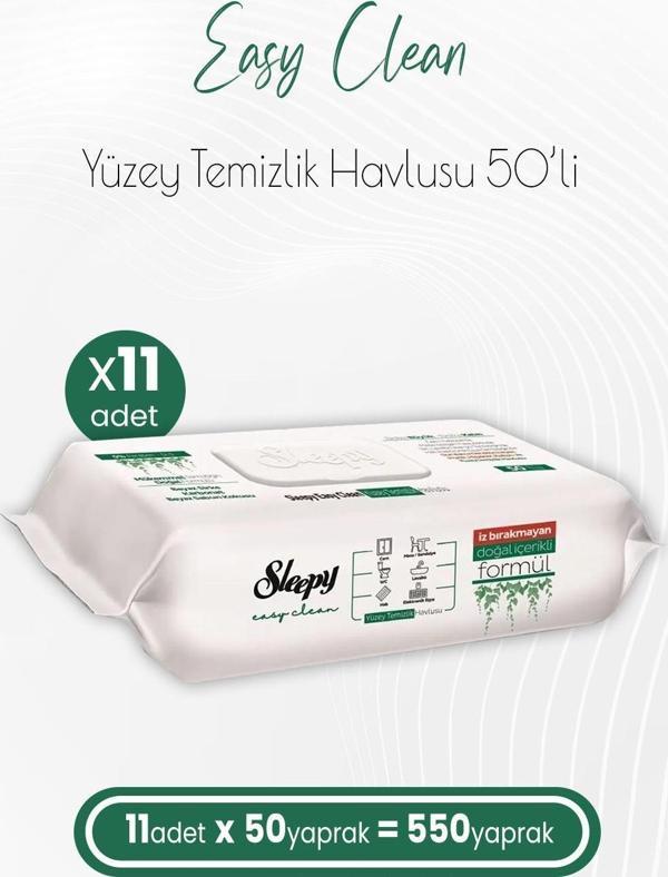 Sleepy Easy Clean Yüzey Temizlik Havlusu 50 x 11 Adet (550 Yaprak) - Image 1