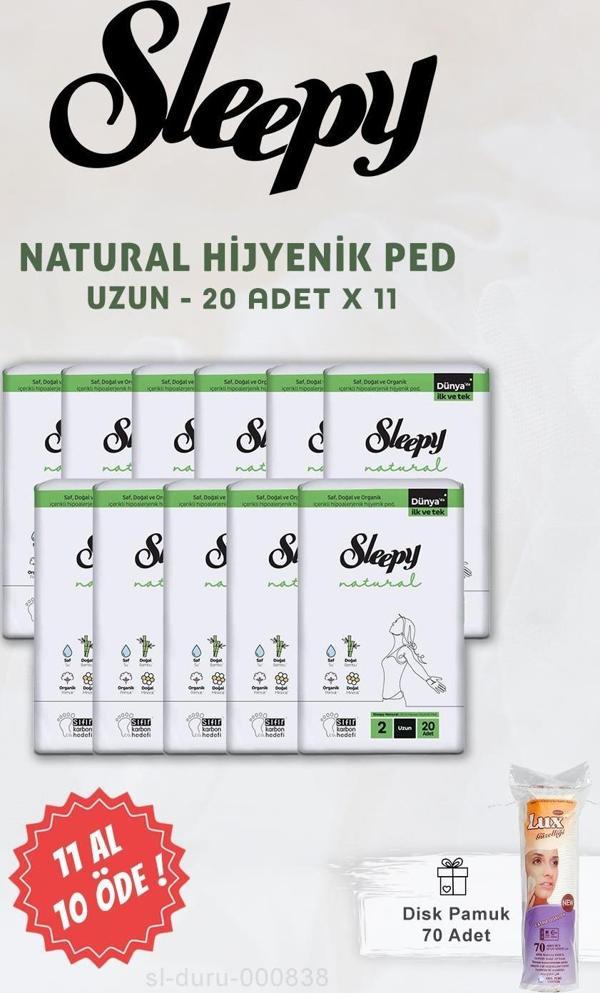 Sleepy Natural Ultra Hassas Hijyenik Ped Uzun 20 Adet ve Disk Pamuk - Image 1