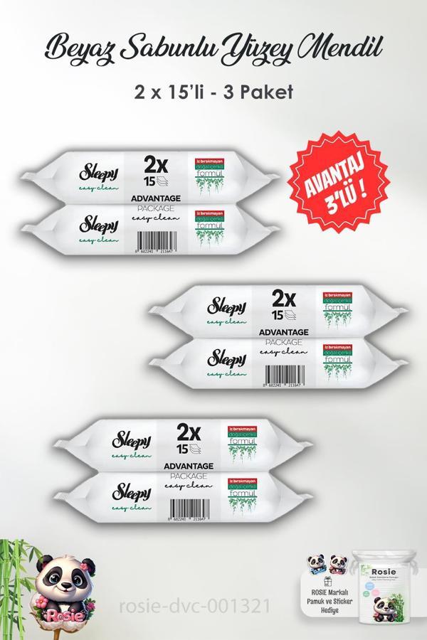3 Adet Sleepy Easy Clean Yüzey Temizlik Havlusu 2x15 Yaprak (30 Yaprak) ve ROSIE  - Image 1