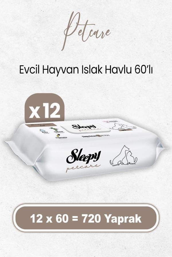 Sleepy Petcare Evcil Hayvan Islak Havlusu 60 x 12 Adet (720 Yaprak) - Image 1