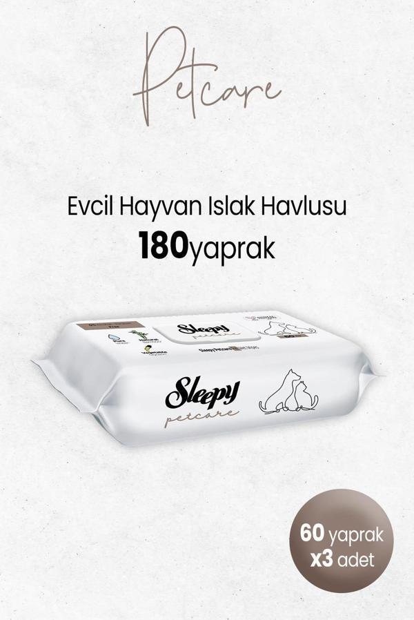 Sleepy Petcare Evcil Hayvan Islak Havlusu 60'lı x 3 Adet - Image 1