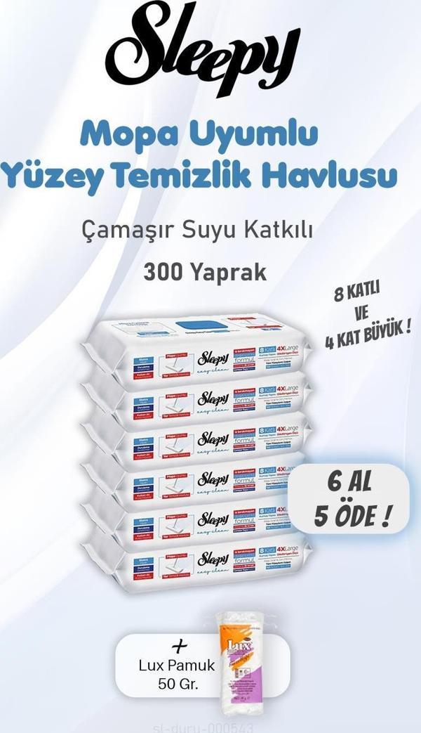 Sleepy Yüzey Temizlik Havlusu Çamaşır Suyu Katkılı 300 Yaprak ve Pamuk - Image 1