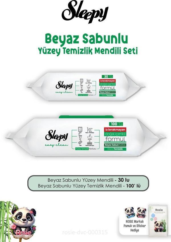 Sleepy Beyaz Sabunlu Yüzey Temizlik Havlusu 30'lu, 100'lü ve ROSIE - Image 1
