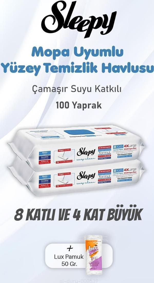 Sleepy Çamaşır Suyu Katkılı Yüzey Temizlik Havlusu 100 Yaprak ve Pamuk - Image 1