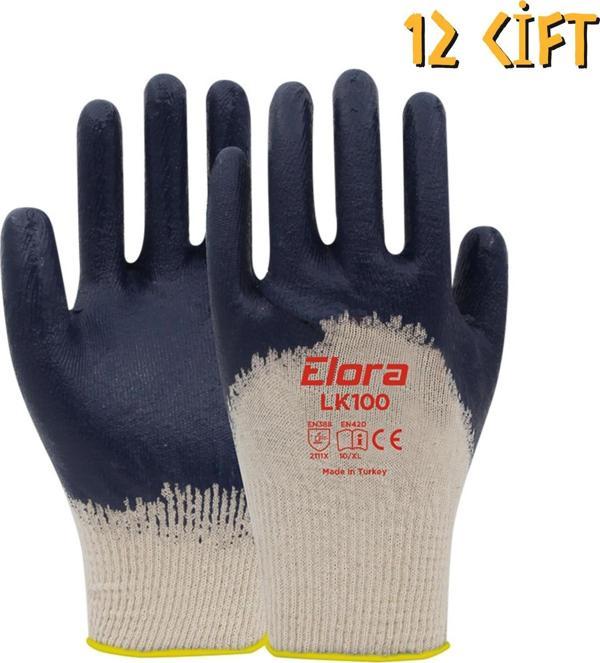 Beybi Elora Nitril Kaplı Pamuk İş Eldiveni No: 10 - 12 Çift - Image 1