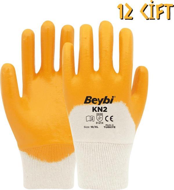 Beybi Pamuk-Nitril 3/4 Kaplama İş Eldiveni KN2 No: 10 - 12 Çift - Image 1