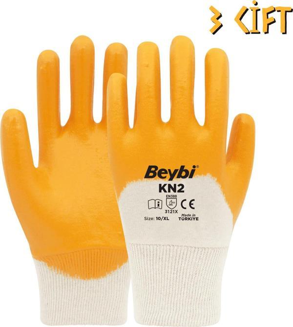 Beybi Pamuk-Nitril 3/4 Kaplama İş Eldiveni KN2 No: 10 - 3 Çift - Image 1