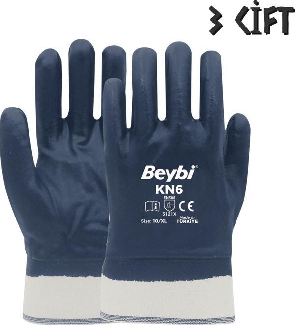 Beybi Pamuk-Nitril Tam Kaplama İş Eldiveni KN6 No: 10 - 3 Çift - Image 1