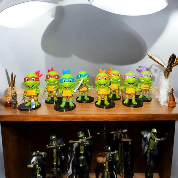 NİNJA TURTLES 8Lİ KARAKTER SET LEONARDO DONATELLO MİCHELANGELO RAPHAEL SPLİNTER SHREDDER FOT SOLDİER - Image 1