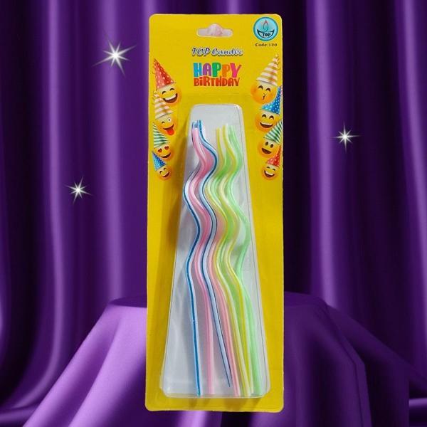 RENKLİ SPİRAL PASTA MUMU 8 ADET RENKLİ SPİRAL DOĞUM GÜNÜ MUMU MULTİ COLOR SPİRAL BIRTHDAY CANDLE - Image 1
