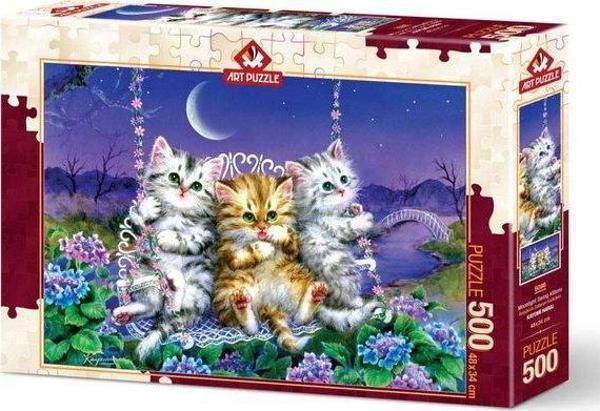 Art Puzzle 5086 Ayışığında Sallanan Kedicikler 500 Parça Puzzle  - Image 1