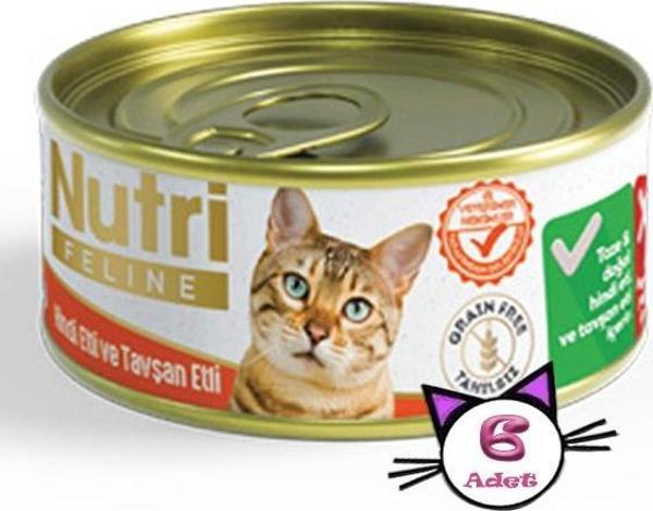 Nutri Feline 85Gr Hindi Etli Tavşan Etli Tahılsız 6Adet Yaş Kedi Maması - Image 1