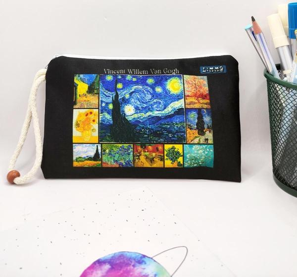 Vincent Willem van Gogh Eserleri Desenli Kalem Kutusu Yıkanabilir Bez Kalemlik - Image 1