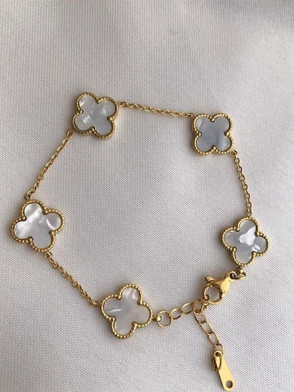 Altın Renk Beyaz Sedef Van Cleef Bijuteri Bileklik - 3129 - Image 1