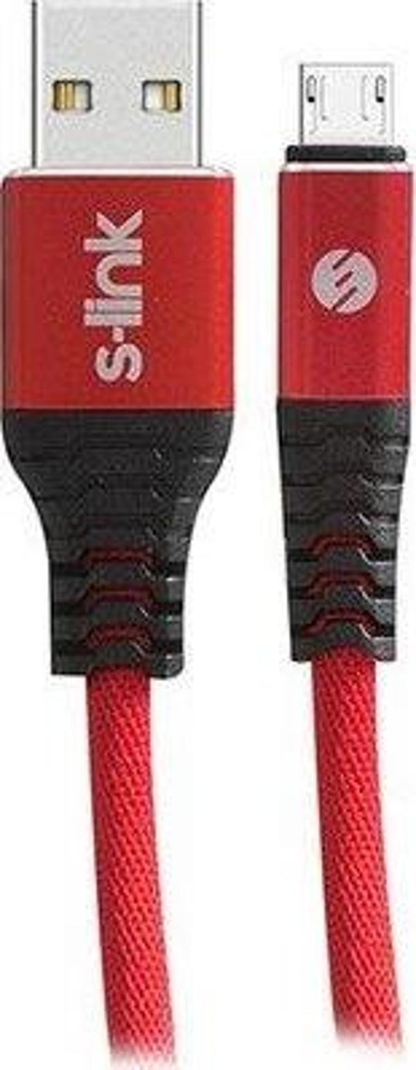 S-Link Swapp 1 m 2.4A Micro USB Kılıflı Kırmızı Data Ve Şarj Kablosu - Image 1