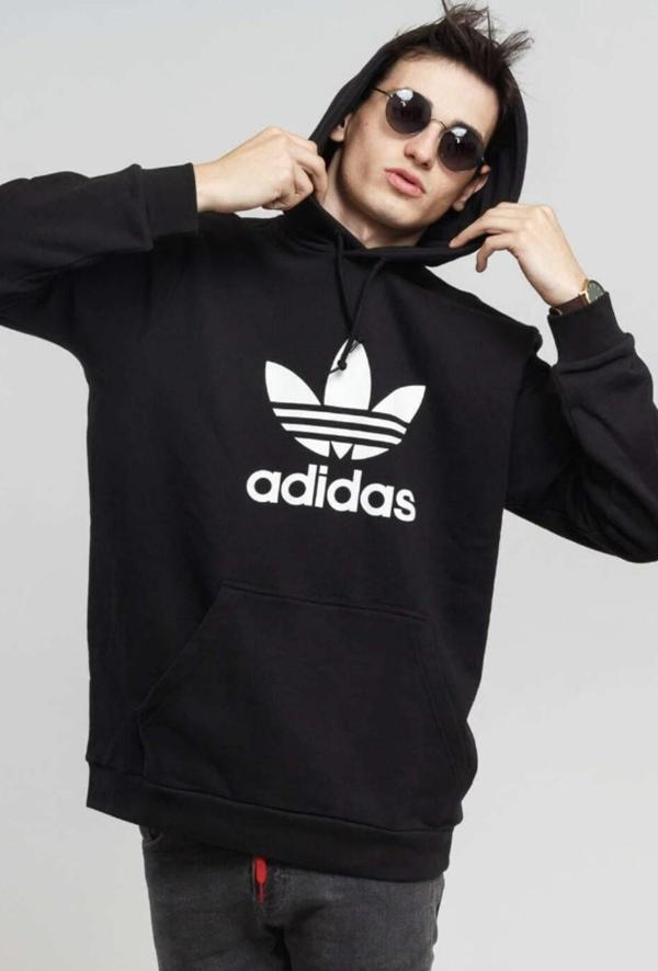 Adidas Originals TREFOIL Erkek Siyah Kapüşonlu sweatshirt - Image 1