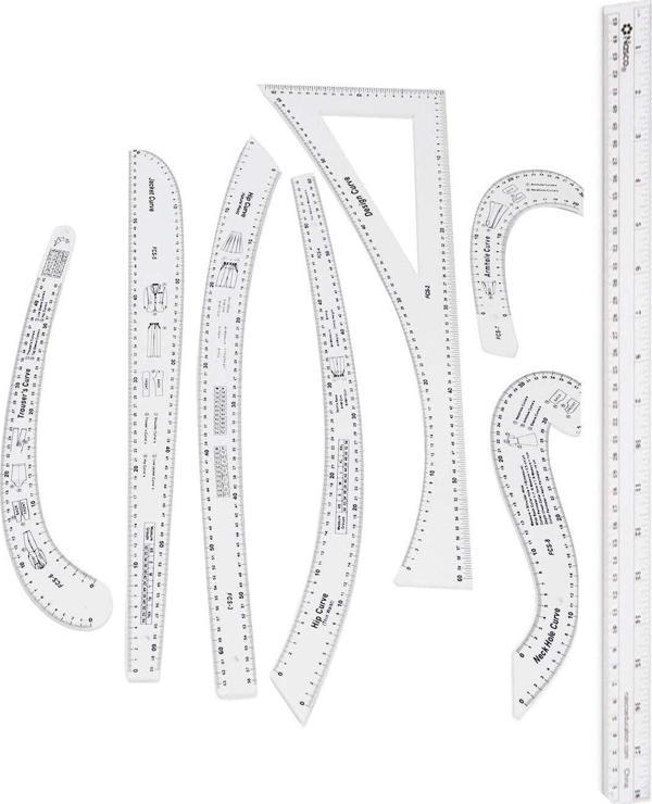 8 Parça Plastik Modelist Stil Tasarım Kalıp Şablon Çıkartma Cetveli Kurve Set - Image 1